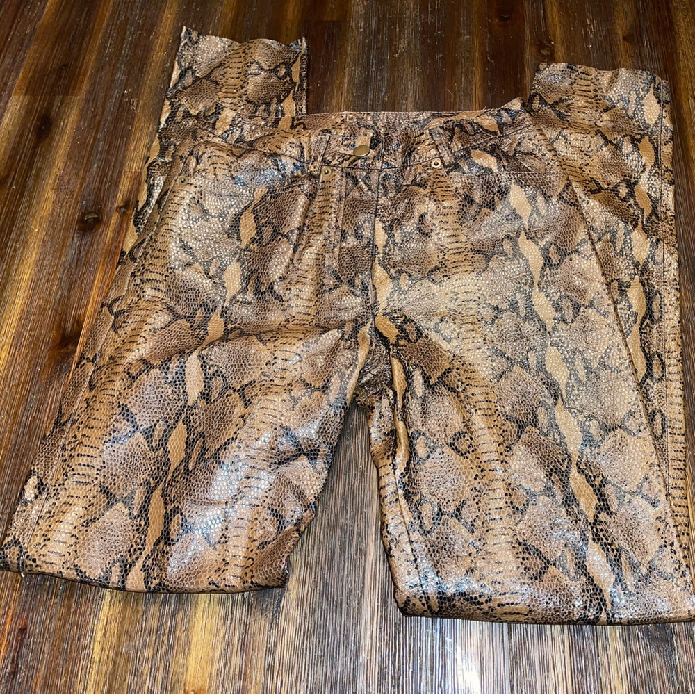Michael Hoban leather snake print pants